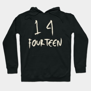 Hand Drawn Letter Number 14 Fourteen Hoodie